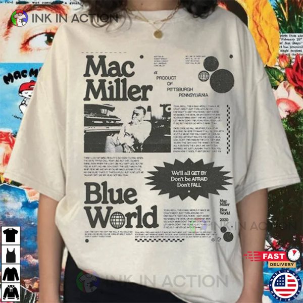 Mac Miller Vintage Blue World, Circles Swimming T-Shirt