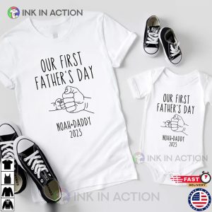 Matching Our First Fathers Day Fist Bump Shirt, Funny Our First Father’s Day