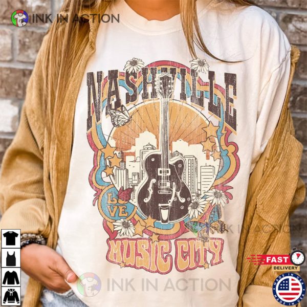 Nashville Music City, Tennessee Vintage Inspired T-shirt