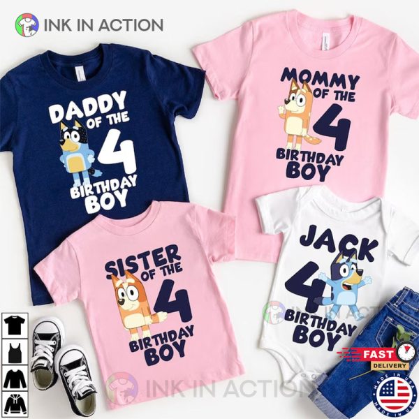Personalized Bluey Family, Bluey Birthday T-Shirt