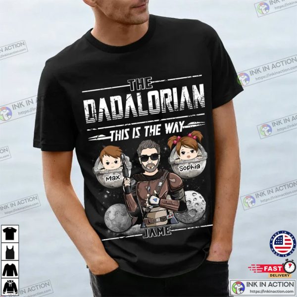 Personalized Dadalorian Shirt For Dad, Best Dad In The Galaxy Dather’s Day Shirts