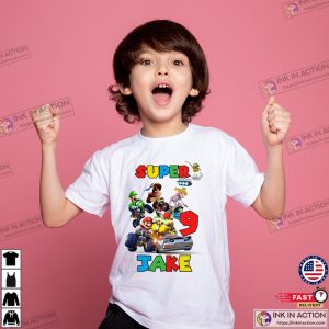 Personalized Name And Number Super mario Kart Birthday Shirt 0 Ink In Action