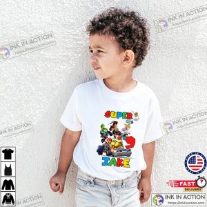 Personalized Name And Number Super mario Kart Birthday Shirt 2 Ink In Action