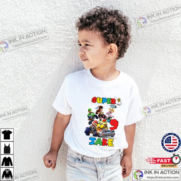 Personalized Name And Number Super mario Kart Birthday Shirt