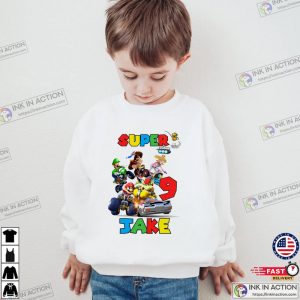 Personalized Name And Number Super mario Kart Birthday Shirt Ink In Action