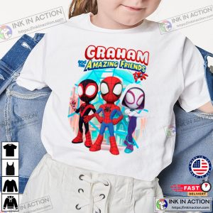 Personalized Spidey His friends theme Party T shirt 2 Ink In Action