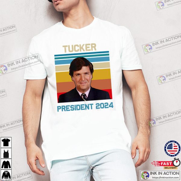 Retro Portrait Tucker Carlson President 2024 T-shirt