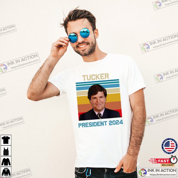 Retro Portrait Tucker Carlson President 2024 T-shirt