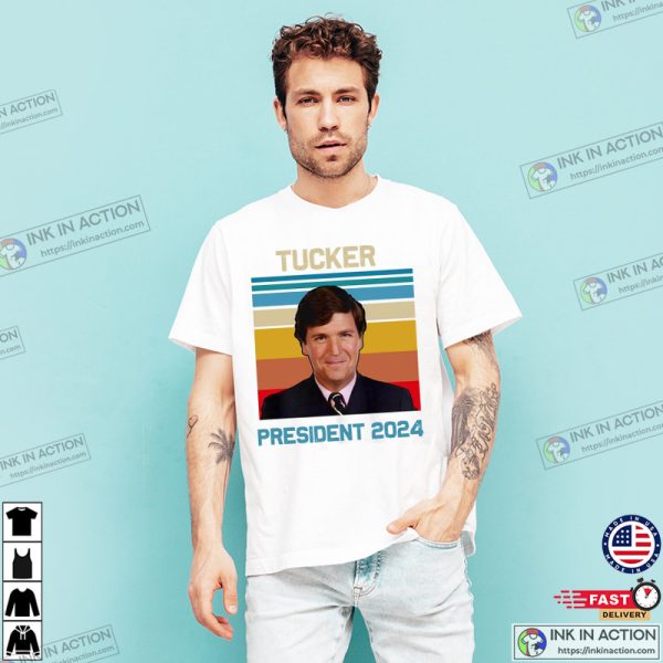 Retro Portrait Tucker Carlson President 2024 T-shirt
