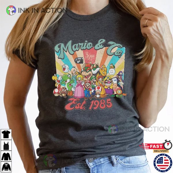 Return To Mario & Co, Super Mario Est 1985, Mario Group Birthday Shirt