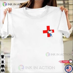 Snoopy Pocket Blood Donation give blood red cross Simple Shirt 3 Ink In Action