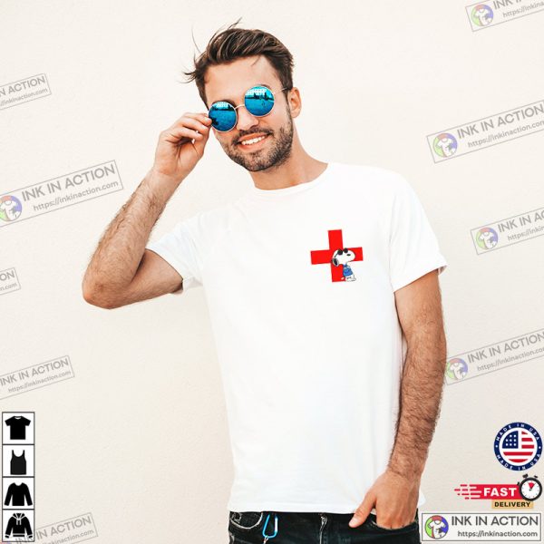 Snoopy Pocket Blood Donation, Give Blood Red Cross Simple Shirt