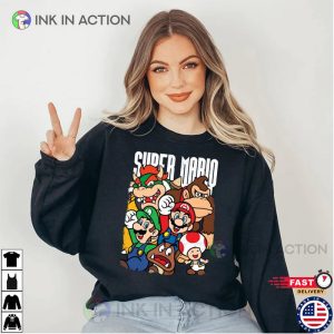 Stars of Super Mario Bros Nintendo Gaming Shirt Ink In Action