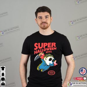 Super Halloween Bros Michael Myers Premium T shirt 3 Ink In Action