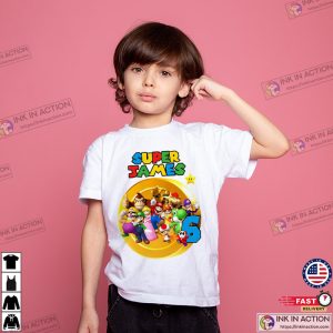 Super Mario Party Personalized Shirt, Birthday Party Custom Shirt With Name And Number