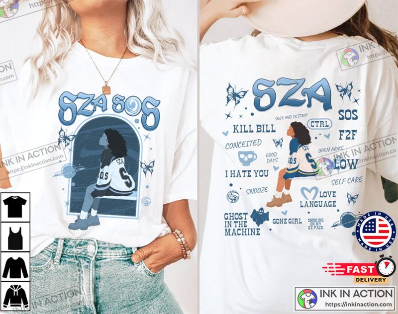 Blue SZA S.O.S Jersey, SOS Tour 2023 - Ink In Action