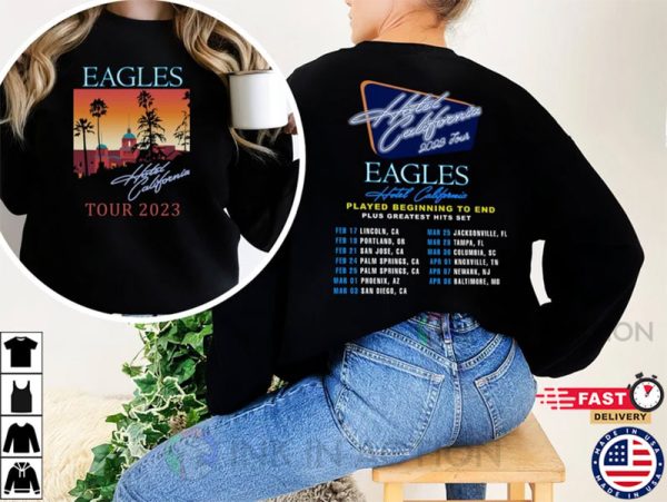 The Eagles Hotel California Tour 2023 Shirt, Eagles Concert, Rock Tour 2023,