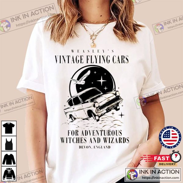 Vintage Flying Cars Tee, Universal Weasley Shirt