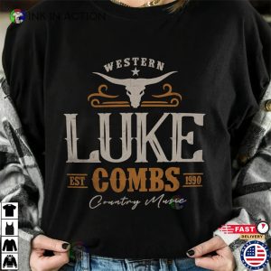 Vintage Luke Combs EST 1990 T Shirt Western Luke Combs Bullhead Tour 2023 Merch 2 Ink In Action