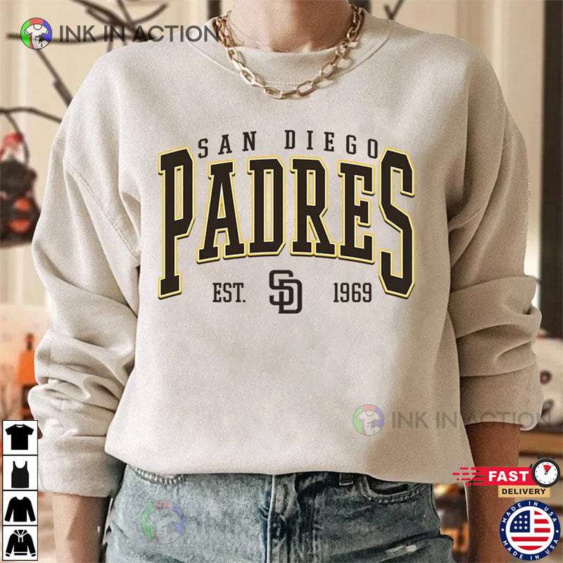 San diego padres est 1969 vintage baseball shirt, hoodie, sweater