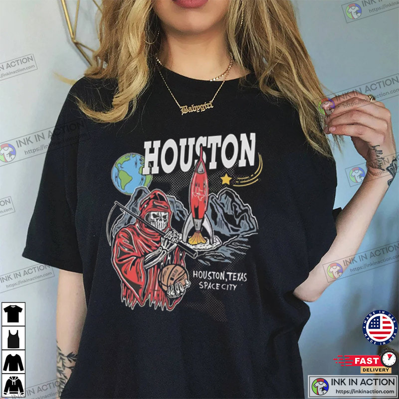 Warren Lotas Houston Rockets Houston,Texas Space City NBA T Shirt - Ink In  Action