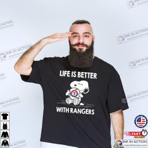 snoopy life is better with Texas rangers shirt 1