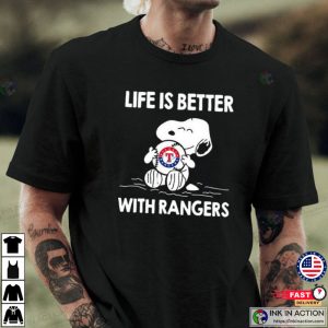 snoopy life is better with Texas rangers shirt 2