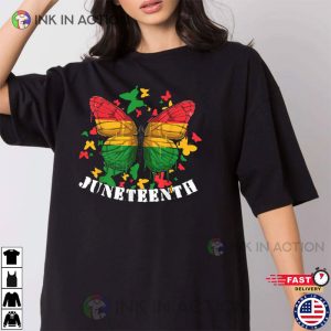African American Freedom Black Pride Juneteenth Butterfly T-Shirt