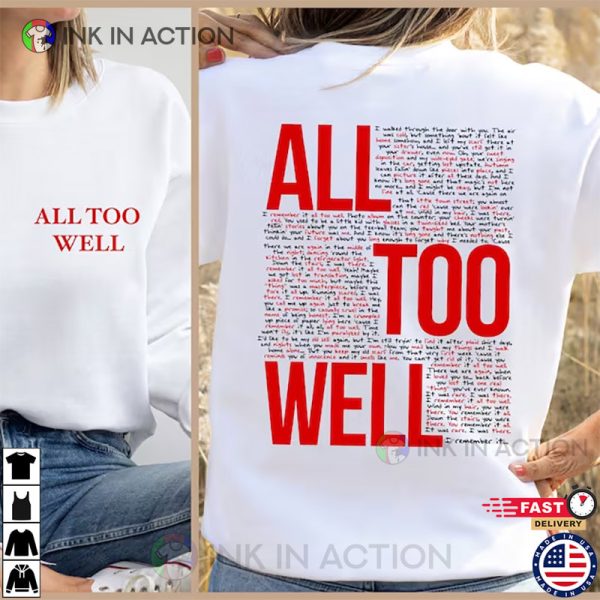 All Too Well Two Sides Printed, Taylor Swift Eras Tour Shirt