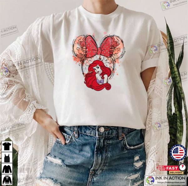 Ariel Disney Watercolor T-shirt, Cute Ariel Tee