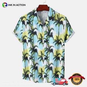 Beach coconut palm tree hawaiian t shirts Ink In Action