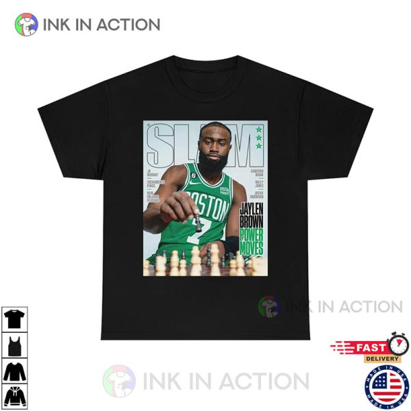 Boston Celtics Jaylen Brown Power Moves Slam Cover, Jaylen Brown Celtics Tee Shirt