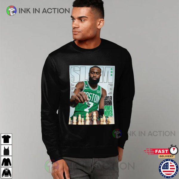 Boston Celtics Jaylen Brown Power Moves Slam Cover, Jaylen Brown Celtics Tee Shirt