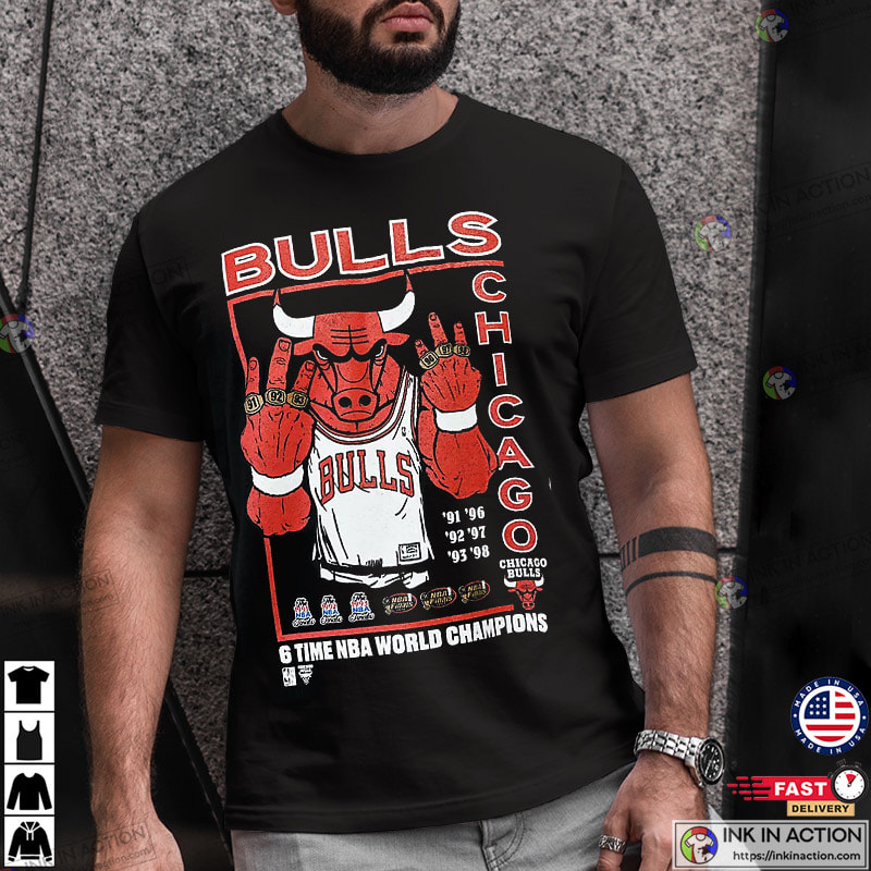 Bulls 6 Times NBA World Champions T-Shirt - Ink In Action
