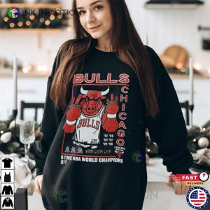 Bulls 6 Times NBA World Champions T Shirt Ink In Action