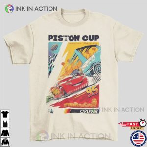 Cars Lightning McQueen piston cup Inspired Vintage Shirt 3 Ink In Action
