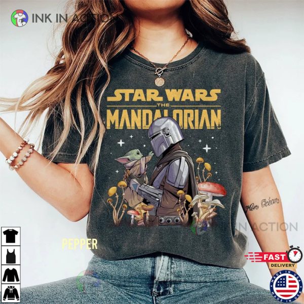 Comfort Colors Star Wars Shirt, Retro Mandalorian And Baby Yoda