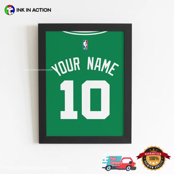 Custom Basketball Boston Celtics Poster, Personalize Name And Number Poster