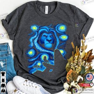Disney Lion King Mufasa Starry Night pride rock lion king T Shirt 4 Ink In Action
