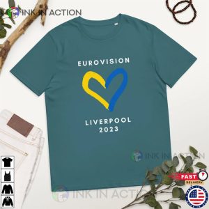 Eurovision Liverpool Ukraine Heart Unisex T shirt 4 Ink In Action