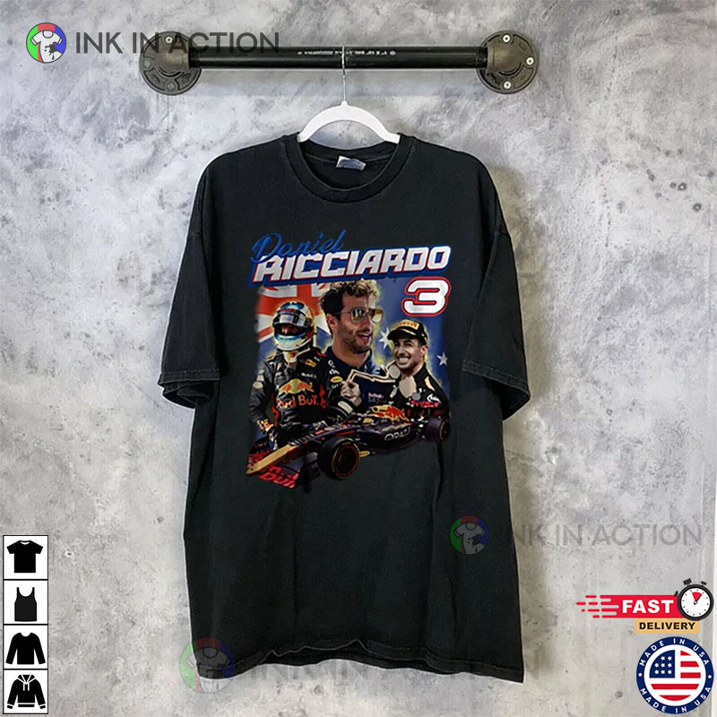 SportsManiaTees Daniel Ricciardo Red Bull Formula One Racing Vintage 90s Bootleg Unisex T-Shirt, Racing Grand Prix F1 Tee