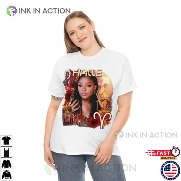 Halle Bailey Vintage Inspired Zodiac Astrology T-shirt, Little Mermaid Halle Bailey