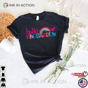 Hello Kindergarten Colorful Rainbow Shirt Back To School Outfit 2 Ink In Action