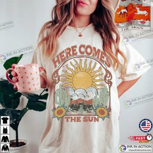 Here Comes the Sun Retro Style Comfort Colors T-shirt, Beach T-shirts