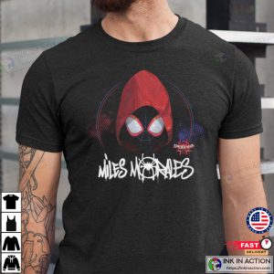 Into the Spider Verse Hooded miles morales spider verse T Shirt 2 Ink In Action