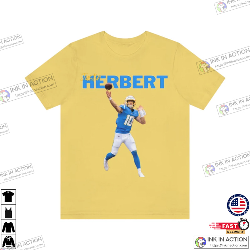 Justin Herbert La Chargers Quarterback NFL Football Nfl T Shirts - Ink In  Action