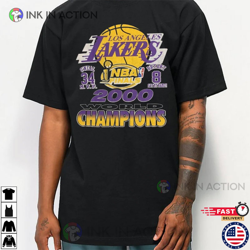 Official Vintage Los Angeles Lakers 2000 Champion World T-Shirt
