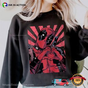 Marvel Deadpool Closed Hand Heart funny tee shirts Ink In Action