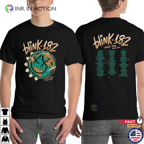 News 2 Sided Blink 182 The World Tour 2023 2024, Blink 182 The Rock Show Shirt