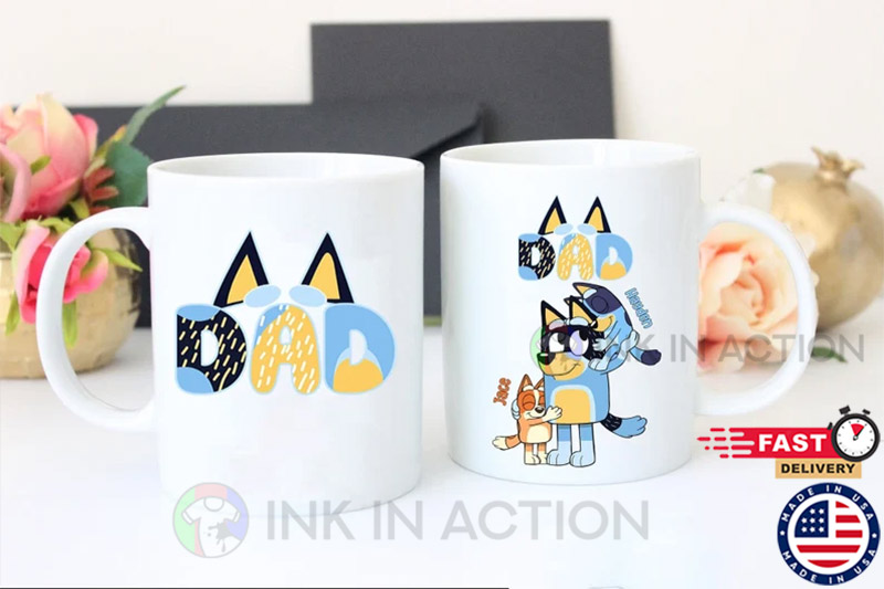 Personalized Bluey Dad Life Coffee Mug, Funny Father’s Day - Ink In Action